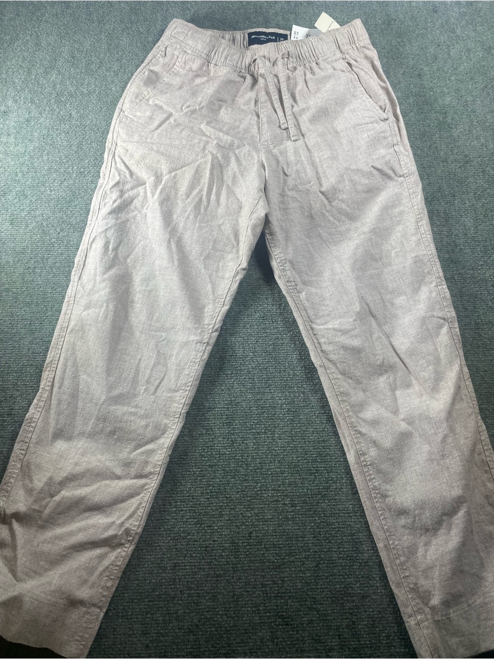 Abercrombie & Fitch Women's Drawstring linen blend Trousers in Light Beige